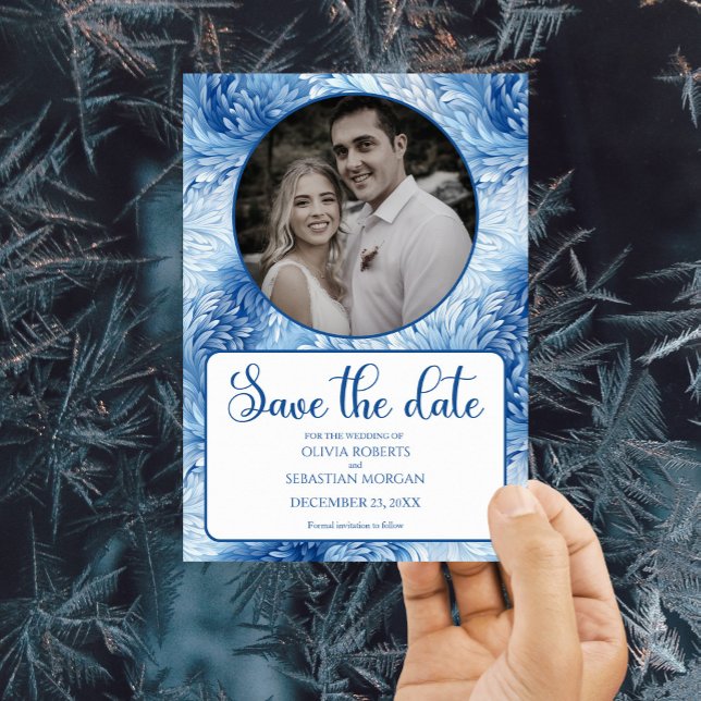 Save The Date Winter Wonderland Blue Snowflakes Mariage (Créateur téléchargé)