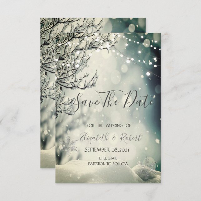 Save The Date Winter Wonderland Wedding Enregistrer La Date (Devant / Derrière)