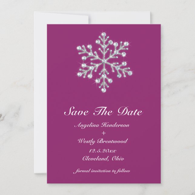 Save The Date Wintery Magenta Enregistrer la date (Devant)