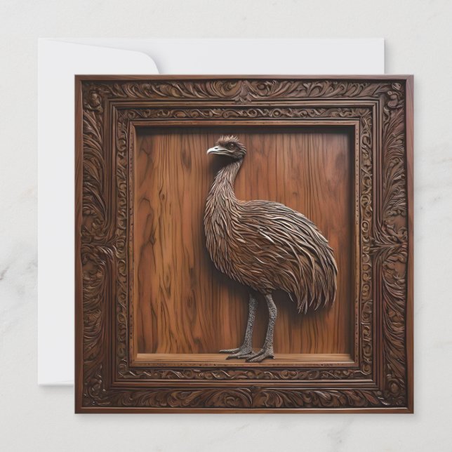 Save The Date Wonders : Australian Emu Wood Print, (Devant)