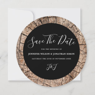 Save The Date Wood Grain Mariage rustique Enregistrer la date In