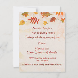 Save The Date Woodland Thanksgiving Party Amis et famille