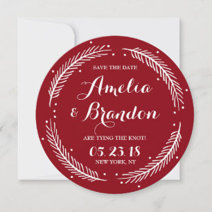 Save The Date Wreath d'hiver Whimsical rouge Enregistrer la cart