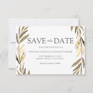 Save The Date Wreath Doré Moderne Sauvez La Date
