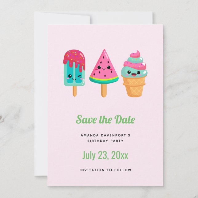 Save The Date Yummy Ice Cream Trio Vibe été (Devant)