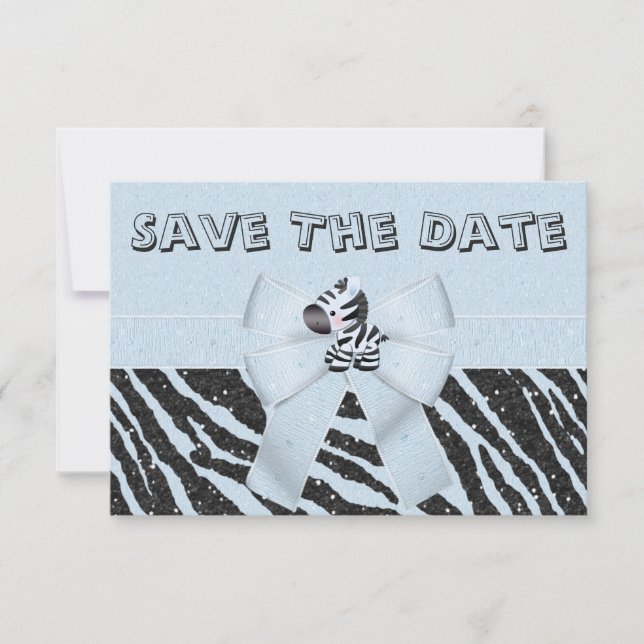 Save The Date Zebra et Baby shower de la cordes imprimées Enregi (Devant)