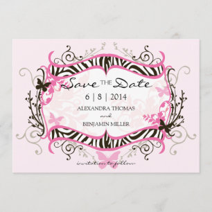 Save The Date Zèbre rose chaud Enregistrer la date