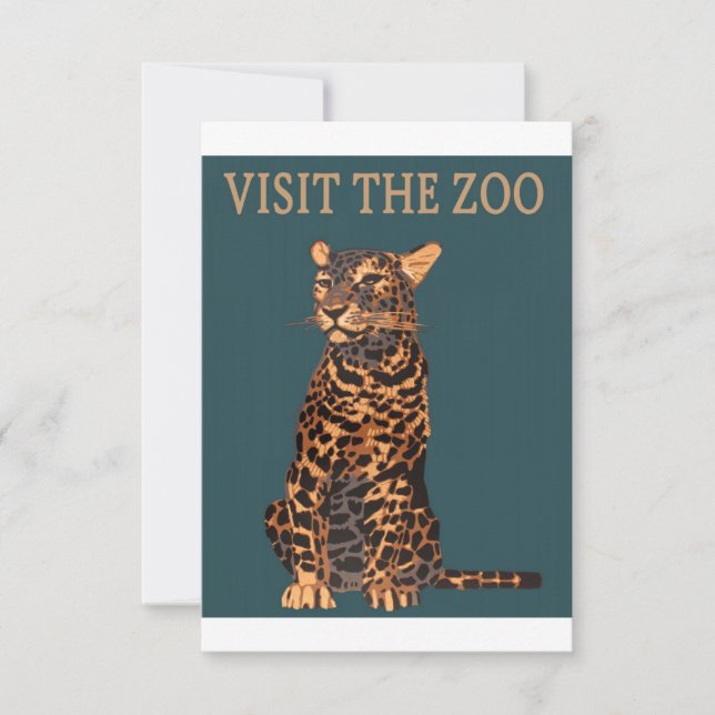 Save The Date Zoo de Leopard Illustration Vintage (Devant)