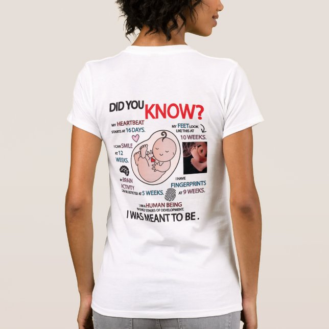 "Saviez-vous ?" T-shirt Informations Pro-Life (Dos)