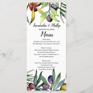 Savoureux Olives Toscane Aquarelle Menu Mariage