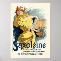 SAXOLEINE HUILE LAMP Ancien poster français Annonc