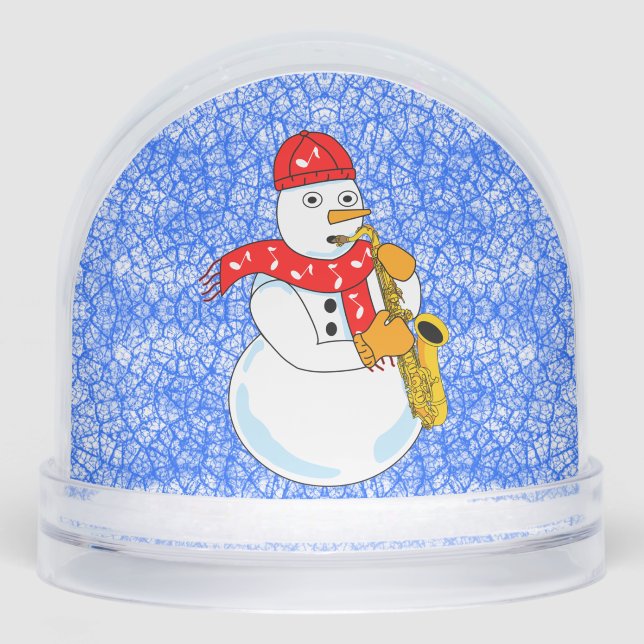 Saxophone Snowman Snow Globe (Avant)