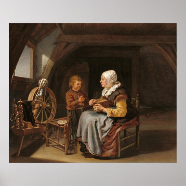 Saying Grace - Frans van Mieris Poster d'art (Devant)