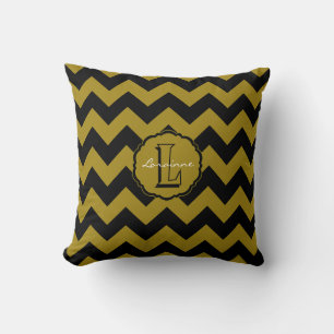 SC Chevron, Lettre Noir-Or L Sq. Coussin