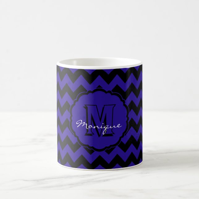 SC Monogram Chevron, Mug à café bleu-noir (Centre)