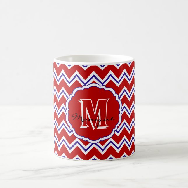 SC Monogram Chevron, Mug à café rouge-blanc-bleu (Centre)