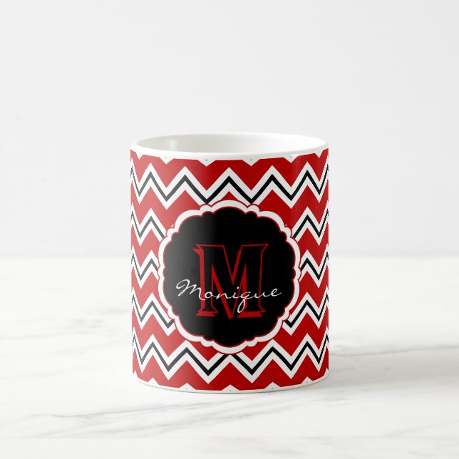 SC Monogram Chevron, Mug à café rouge-blanc-noir (Centre)