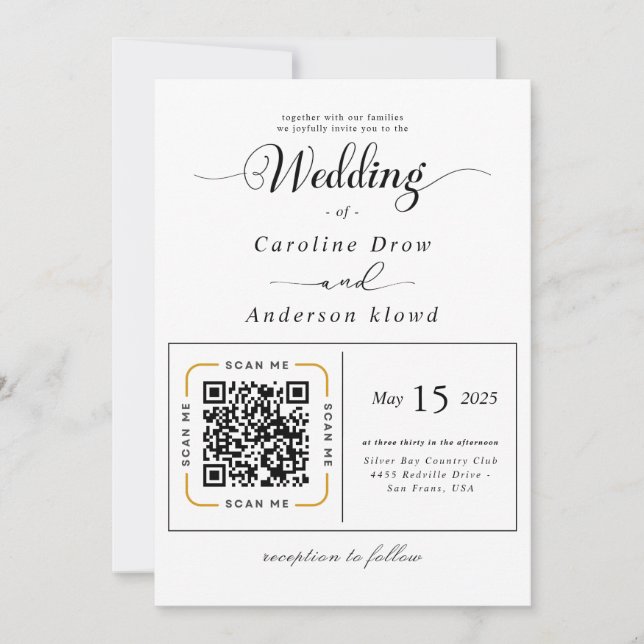 Scan to View Our Wedding Invitation Video (Devant)