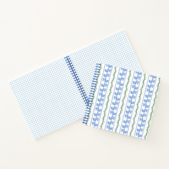 Scandi Blue Bird Green Ivy Stripe Bullet Journal (Intérieur)