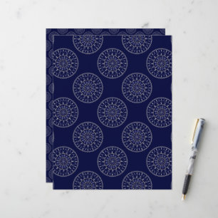 Scandinave Ditsy Winter Navy & Gold Pois