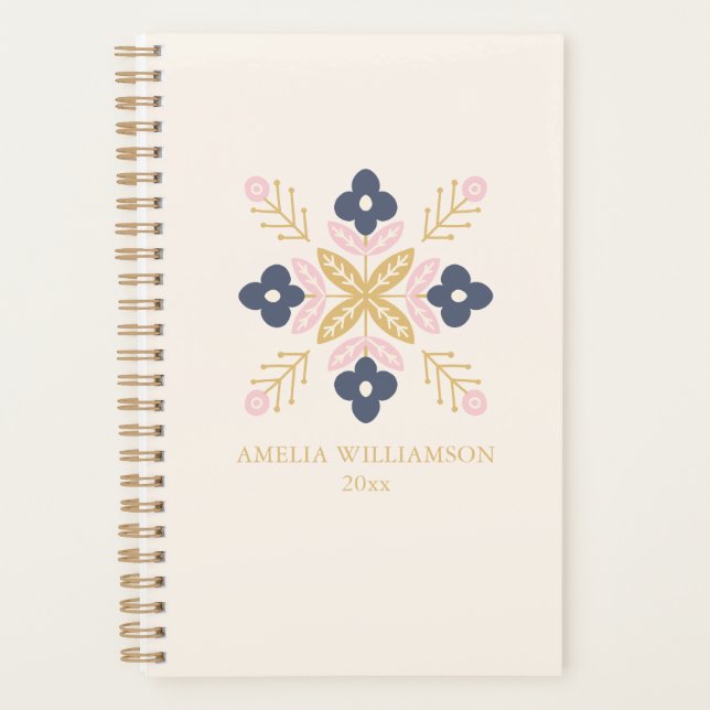 Scandinavian Floral Pattern Personalized Name (Devant)