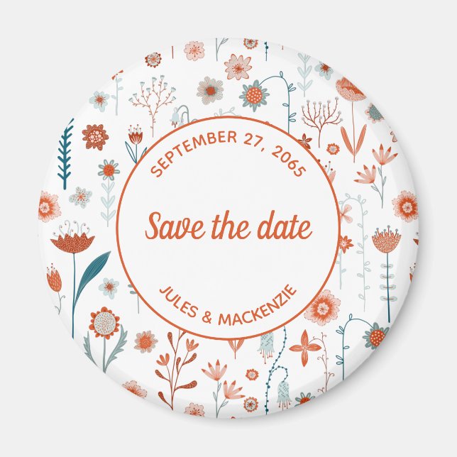 Scandinavian Summer Flowers Save the Date Magnet (Devant)