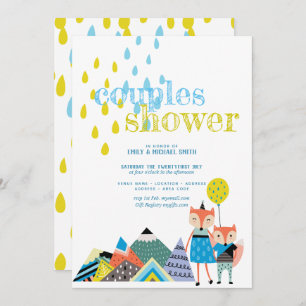 Scandinavie Art Couples Douche Invitations Folk Fo