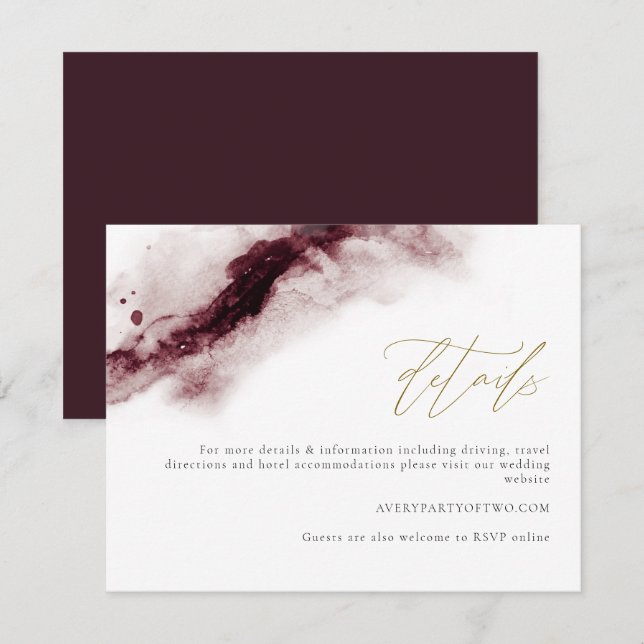 SCARLÈNE| Carte de détail Boho Burgundy et Gold (Devant / Derrière)