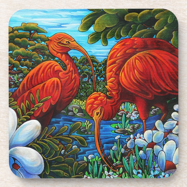 Scarlet Ibis Dessous de verre Set 6 (Devant)