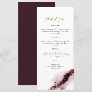 SCARLETT Carte de Menu Bohème Bourgogne et Or