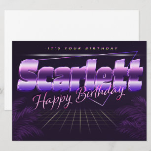 Scarlett Nom Prénom carte rétro lilas Anniversaire