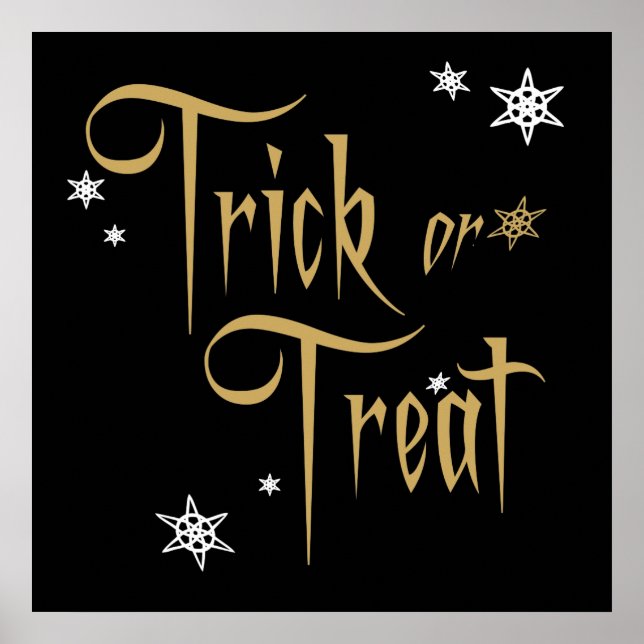 Scary Elegant Pale Gold Trick ou Treat Poster (Devant)
