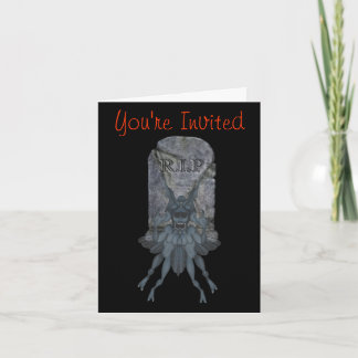 Scary Goblin Tombstone Halloween Party Invitation