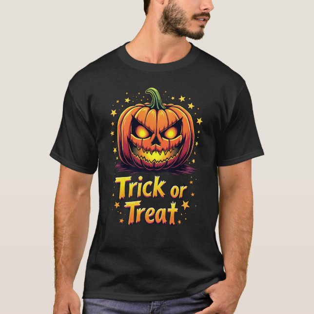 Scary Jack O'Lantern Trick ou T-shirt de traitemen (Devant)
