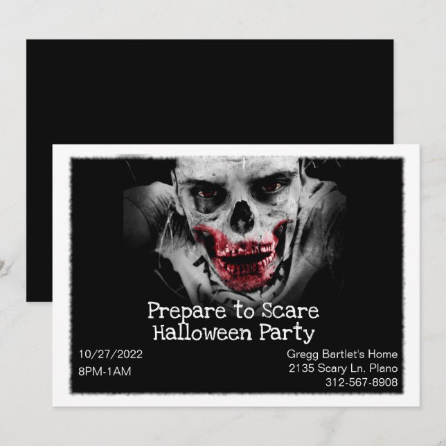 Scary Zombie Halloween Invitation (Devant / Derrière)