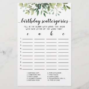 Scattergories Anniversaire jeu modifiable