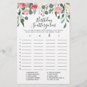 Scattergories Anniversaire jeu modifiable