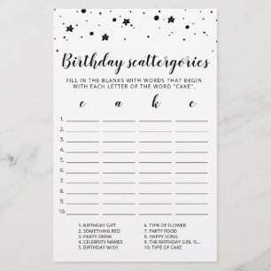 Scattergories Anniversaire jeu modifiable