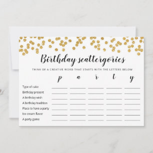 Scattergories Anniversaire Jeu modifiable Carte