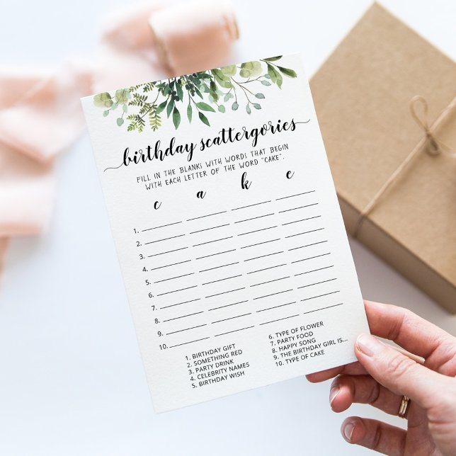 Scattergories Anniversaire Jeu modifiable Carte (Créateur téléchargé)