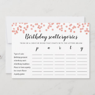 Scattergories Anniversaire Jeu modifiable Carte