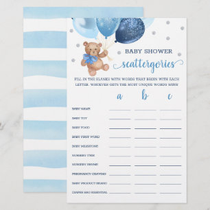 Scattergories Jeu Baby shower Teddy Ours