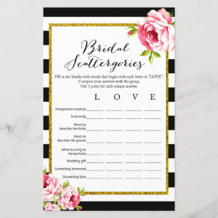 Scattergories nuptiales - Jeu de Fêtes des mariées