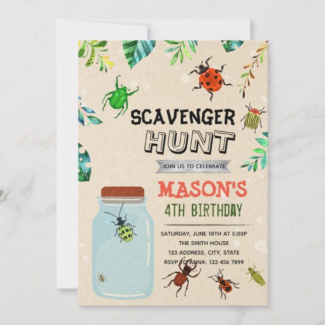 SCAVENGER HUNT bug partie invitation (Devant)