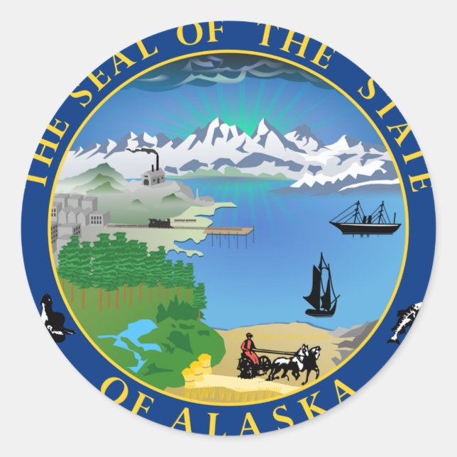 Sceau de l'Alaska State USA Round Sticker (Devant)
