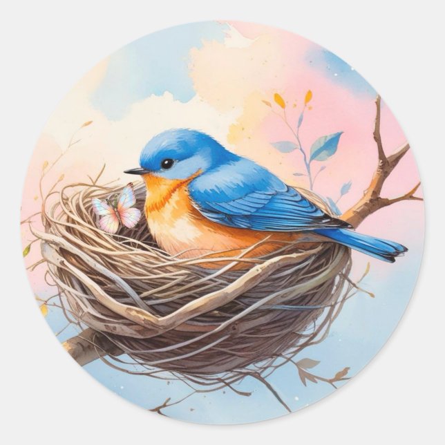Sceau d'enveloppe Bluebird Nest | Autocollants Pas (Devant)