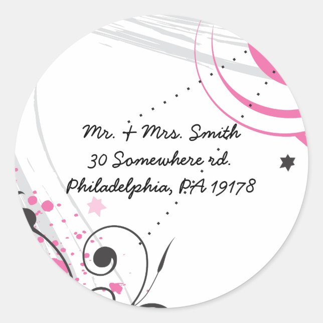 Sceau Étiquette Sticker CHAUD ROSE & ÉTOILES (Devant)