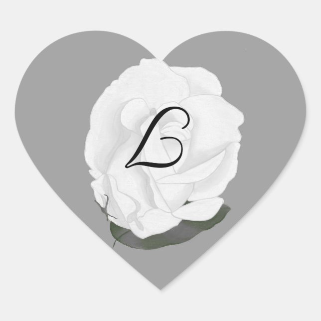 Sceau Mariage Rose blanc, Stickers Monogramme (Devant)