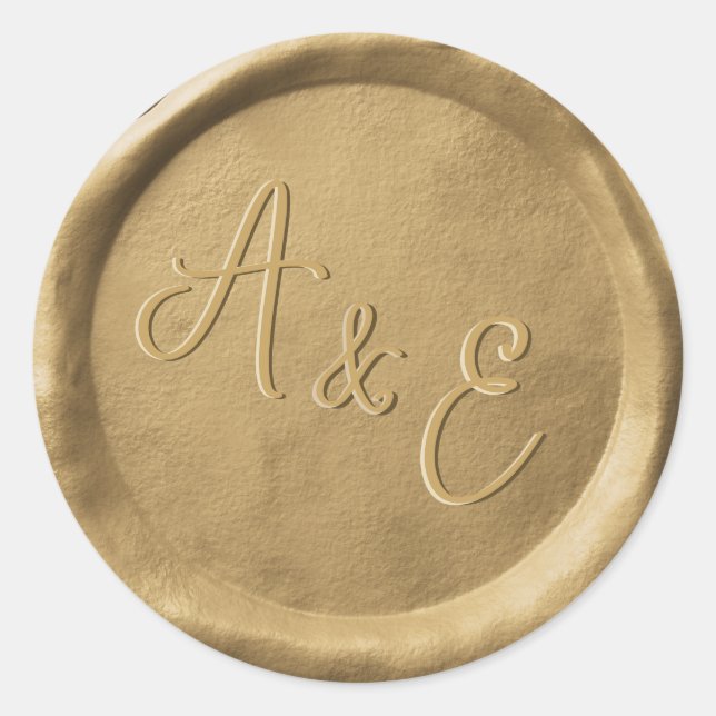 Sceaux de cire dorés monogramme pour autocollants  (Devant)