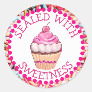 Scellé avec des stickers Cupcake rose doux
